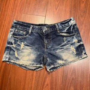 Y2K SLS Blue Distressed Denim Shorts Size Women's 29